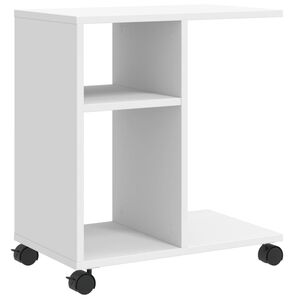vidaXL Pr&iacute;ručn&yacute; stol&iacute;k a kolieska biely 50x30x55 cm kompozitn&eacute; drevo