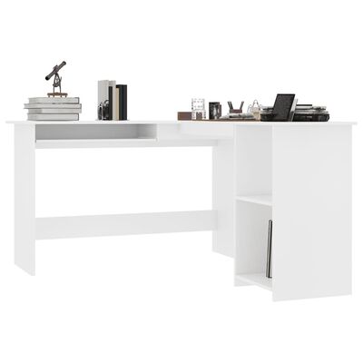 vidaXL Rohový stôl v tvare L, biely 120x140x75 cm, drevotrieska