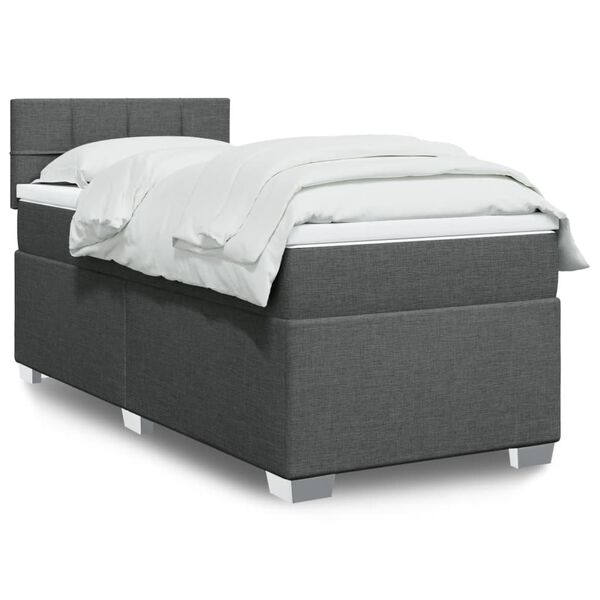 vidaXL Boxspring posteľ s matracom tmavosiv&aacute; 90x190 cm l&aacute;tka
