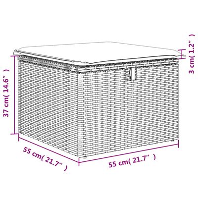 vidaXL Záhradná taburetka s vankúšom sivá 55x55x37 cm polyratan