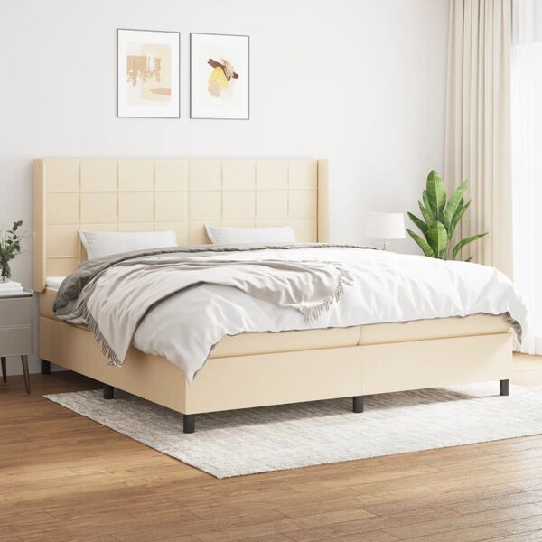 vidaXL Boxspring posteľ s matracom kr&eacute;mov&aacute; 200x200 cm l&aacute;tka