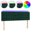 vidaXL Čelo postele s LED tmavozelen&eacute; 144x5x78/88 cm zamat
