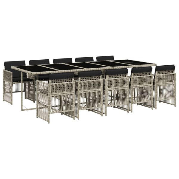 vidaXL 11-dielna z&aacute;hr. jed&aacute;lensk&aacute; s&uacute;prava vank&uacute;&scaron;e svetlosiv&aacute; polyratan