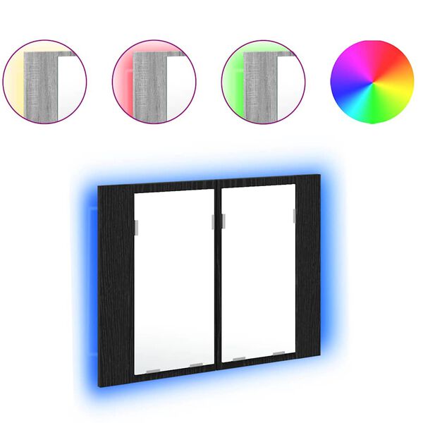 vidaXL Kúpeľňová zrkadlová skrinka Nástenný Čierny dub 60 x 12 x 45 cm