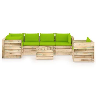 vidaXL 7-dielny záhradný set s podložkami zelené impregnované drevo