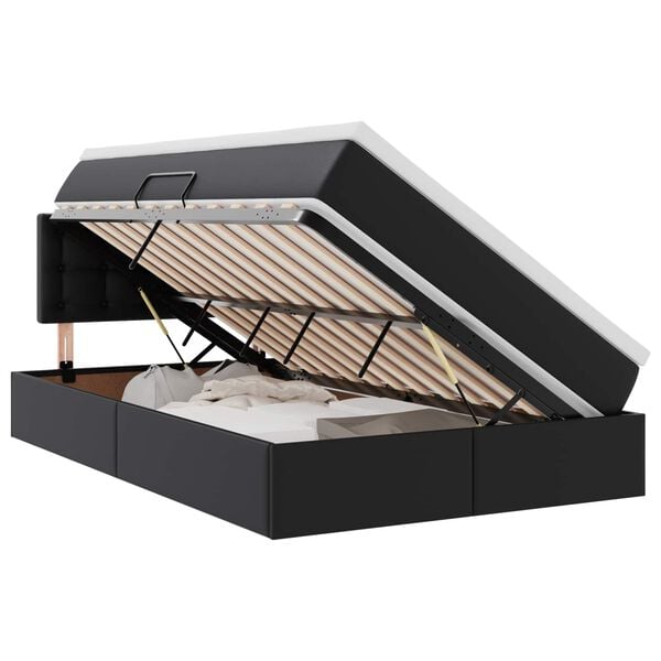 vidaXL Postel s &uacute;ložn&yacute;m prostorem a LED svetlom Čierna 120 x 190 cm