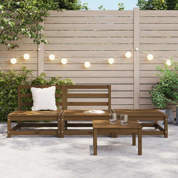 vidaXL 3-dielna z&aacute;hradn&aacute; sedacia s&uacute;prava medovohned&aacute; borovicov&yacute; mas&iacute;v