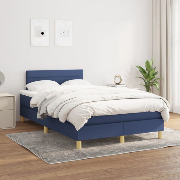 vidaXL Boxspring posteľ s matracom modr&aacute; 120x190 cm l&aacute;tka