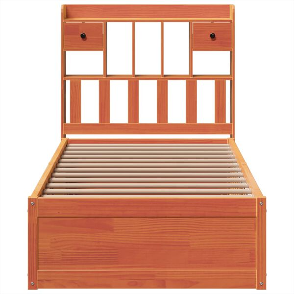 vidaXL Posteľ bez matraca voskovo hned&aacute; 100x200 cm mas&iacute;vna borovica