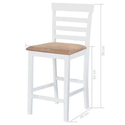 Biely drevený barový stôl a 4 barové stoličky