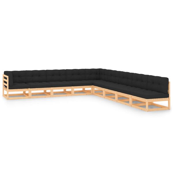 vidaXL 9-dielna sedacia s&uacute;prava, antracitov&eacute; podložky, borovica