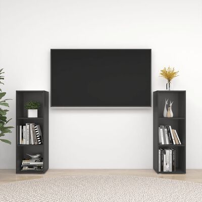 vidaXL TV skrinky 2 ks sivé 107x35x37 cm drevotrieska