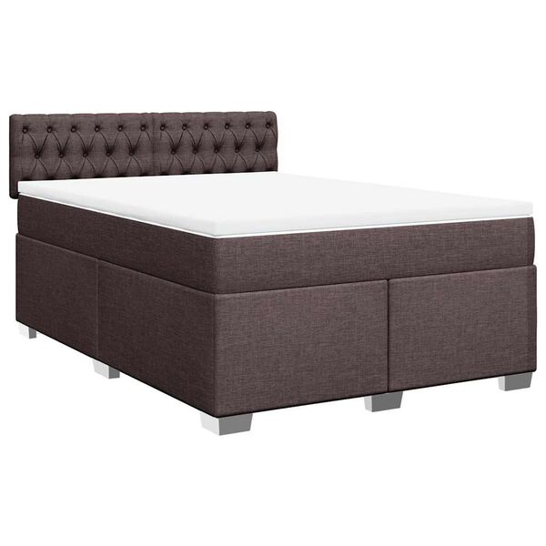vidaXL Boxspring posteľ s matracom tmavohned&aacute; 140x190 cm l&aacute;tka