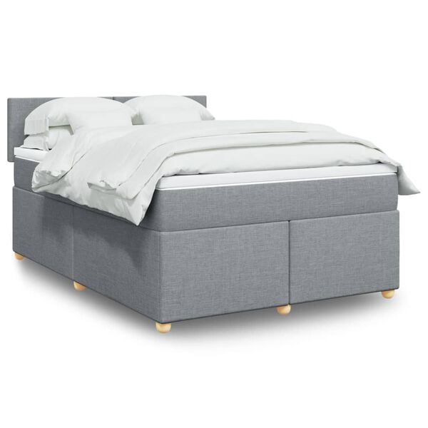 vidaXL Boxspring posteľ s matracom bledosivý 140x190 cm látka
