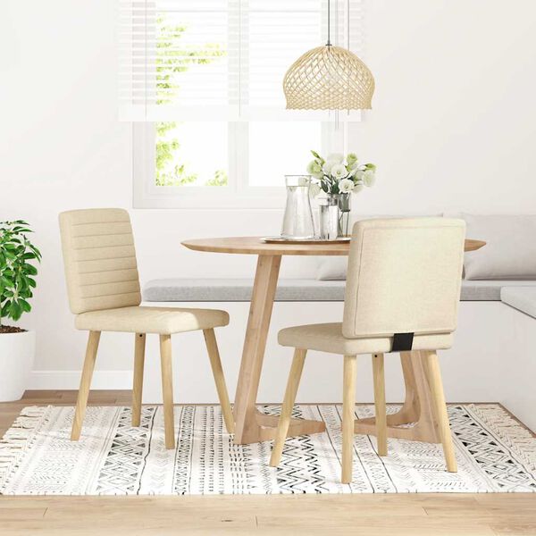 vidaXL Jedálenské stoličky 2 ks krémové látkové