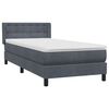vidaXL Posteľn&yacute; r&aacute;m boxspring s matracom tmavosiv&yacute; 90x210 cm zamat