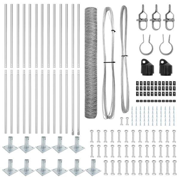 vidaXL Stĺp na plot. Strieborn&aacute; 25 x 1,2 m (36 mm sieť) Oceľ