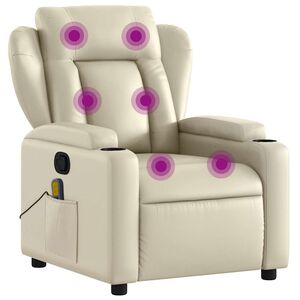 vidaXL Mas&aacute;žne kreslo s polohovac&iacute;m mechanizmom, kr&eacute;mov&eacute;, umel&aacute; koža