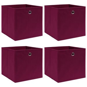 vidaXL &Uacute;ložn&eacute; boxy 4 ks, tmavočerven&eacute; 32x32x32 cm, l&aacute;tka