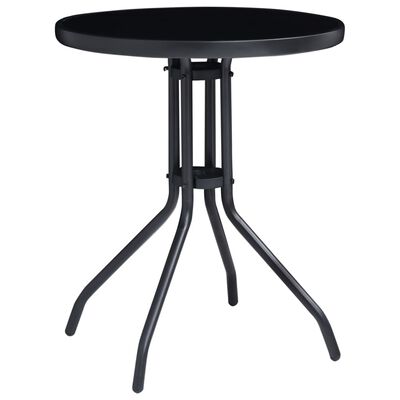 vidaXL Záhradný stôl, čierny 60 cm, oceľ a sklo