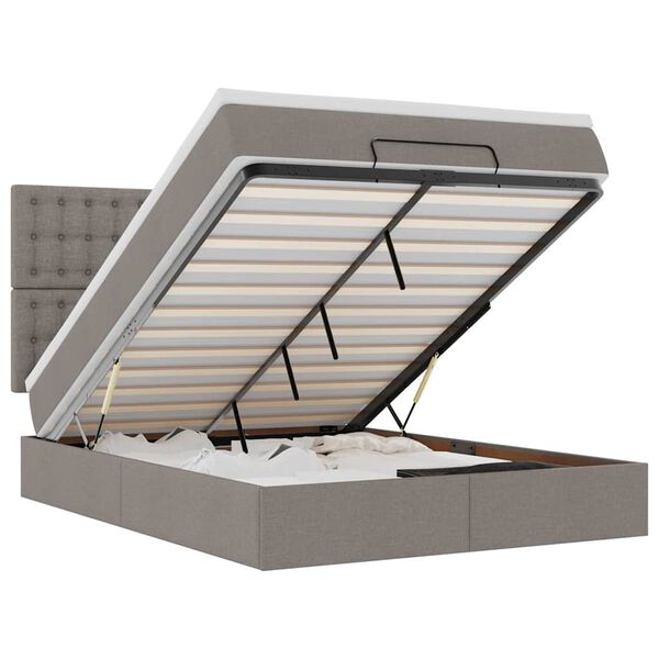 VidaXL Osmansk&aacute; posteľ s matracom a LED di&oacute;dami taupe140x190 cm L&aacute;tka