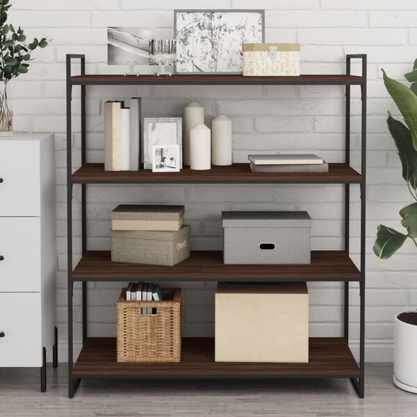 vidaXL Nástenné police 4 ks hnedý dub 100x40x1,5 cm kompozitné drevo