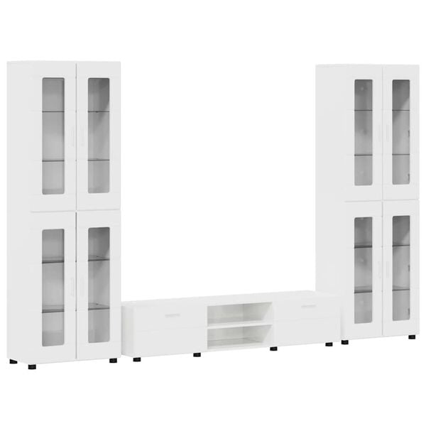 vidaXL Zostava TV skriniek FLORIN Vysok&yacute; lesk bielej Kompozitn&eacute; drevo