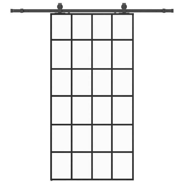 vidaXL Posuvn&eacute; dvere s kovan&iacute;m čierne 102x205 cm ESG sklo