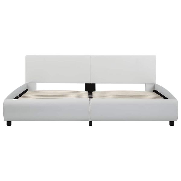 vidaXL Posteľný rám s LED, biely, umelá koža 160x200 cm