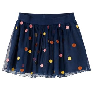 Detsk&aacute; tylov&aacute; sukňa s polka bodkami n&aacute;morn&iacute;cka modr&aacute; 140