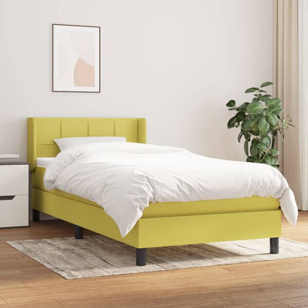 vidaXL Boxspring posteľ s matracom zelená 100x200 cm látka