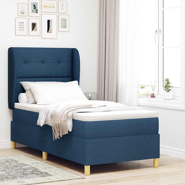 vidaXL Boxspring posteľ s matracom tmavo&scaron;ed&aacute; 90x190 cm Modr&aacute; l&aacute;tka