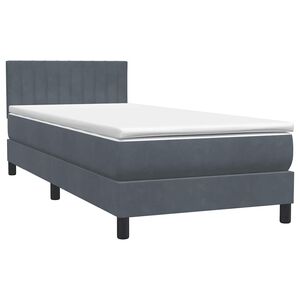 vidaXL Posteľn&yacute; r&aacute;m boxspring s matracom tmavosiv&yacute; 80x210 cm zamat