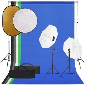 vidaXL Fotografick&eacute; vybavenie s osvetlen&iacute;m, pozad&iacute;m a reflektorom