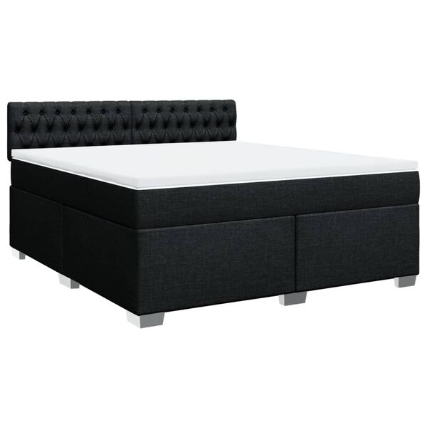 vidaXL Posteľný rám boxspring s matracom čierny 180x200 cm látka
