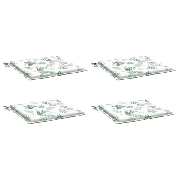 vidaXL Podložky na stoličku 4 ks vzor l&iacute;stia 40x40x4 cm l&aacute;tka