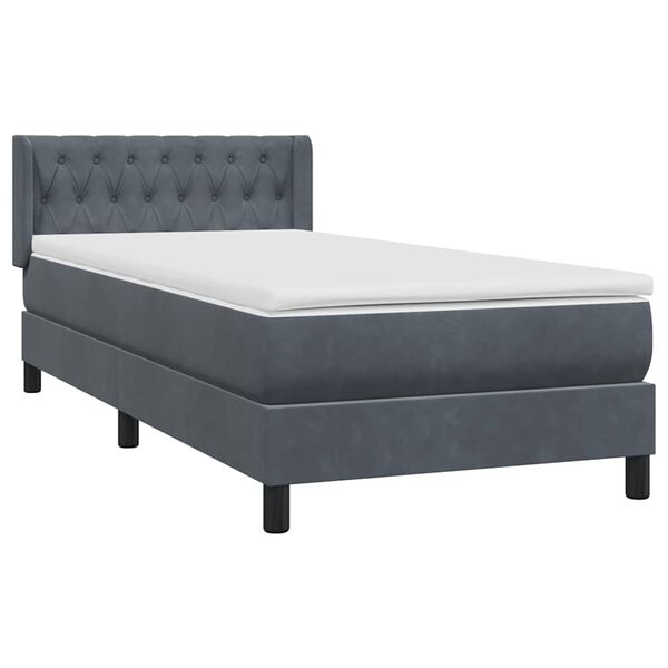 vidaXL Posteľn&yacute; r&aacute;m boxspring s matracom tmavosiv&yacute; 90x210 cm zamat