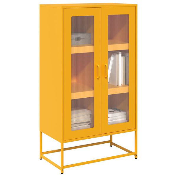 vidaXL Highboard horčicov&aacute; žlt&aacute; 68x39x123 cm Oceľ