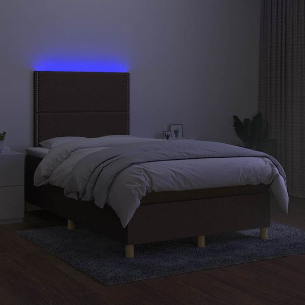 vidaXL Boxspring posteľ s matracom a LED tmavohned&aacute; 120x190 cm l&aacute;tka