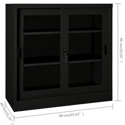 vidaXL Skriňa s posuvnými dverami čierna 90x40x90 cm oceľ