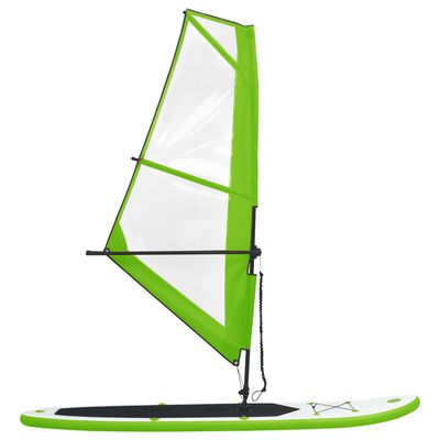vidaXL Nafukovací Stand up paddleboard s plachtou, zeleno biely