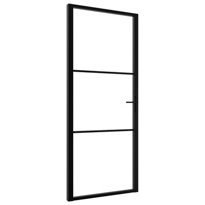 vidaXL Interiérové dvere, ESG sklo a hliník 93x201,5 cm, čierne