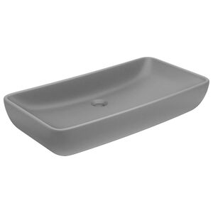 vidaXL Luxusn&eacute; um&yacute;vadlo, obdĺžnik, matn&eacute; svetlosiv&eacute; 71x38 cm, keramika