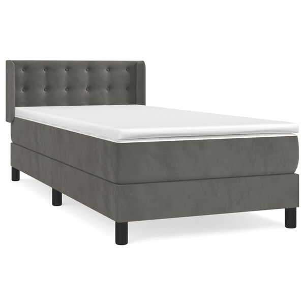 vidaXL Posteľn&yacute; r&aacute;m boxspring s matracom tmavosiv&yacute; 80x200 cm zamat