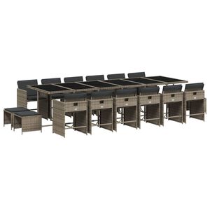 vidaXL 17-dielna z&aacute;hradn&aacute; jed&aacute;lensk&aacute; s&uacute;prava s vank&uacute;&scaron;mi siv&aacute; polyratan