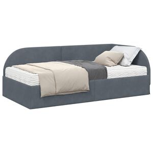 vidaXL Rohov&yacute; r&aacute;m postele s matracom 2 ks Tmavosiv&aacute; 80 x 200 cm Zamat