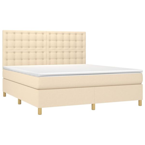 vidaXL Posteľn&yacute; r&aacute;m boxspring s matracom kr&eacute;mov&yacute; 180x200 cm l&aacute;tka