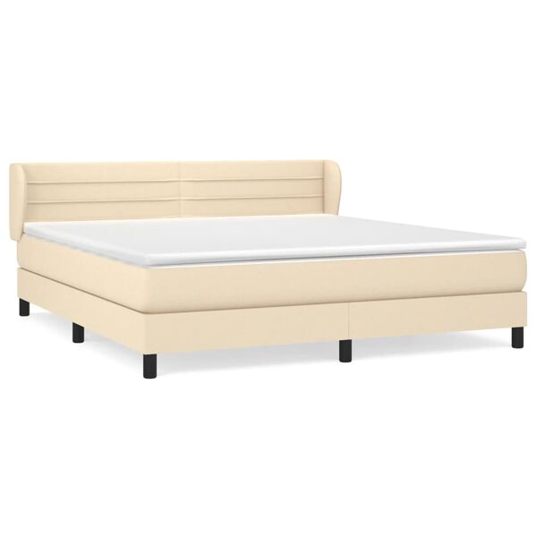 vidaXL Posteľn&yacute; r&aacute;m boxspring s matracom kr&eacute;mov&yacute; 160x200 cm l&aacute;tka