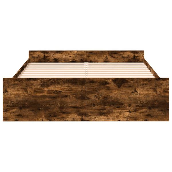 vidaXL Posteľný rám so zásuvkami dymový dub 150x200cm kompozitné drevo