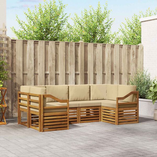 vidaXL Sada rohov&yacute;ch gaučov 6 pcs Pr&iacute;rodn&aacute; Pevn&eacute; ak&aacute;ciov&eacute; drevo